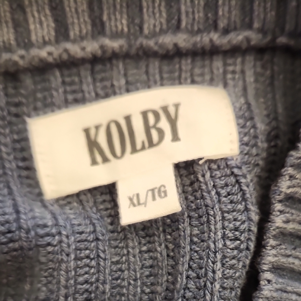 Blue Ribbed Men's Sweater - Picture 5 of 6
